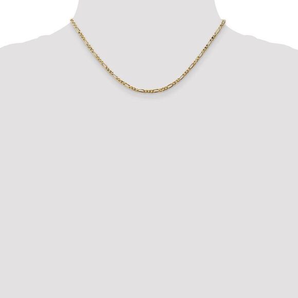 2.75mm, 14k Yellow Gold, Flat Figaro Chain Necklace, 16 Inch - Picture 2 of 8
